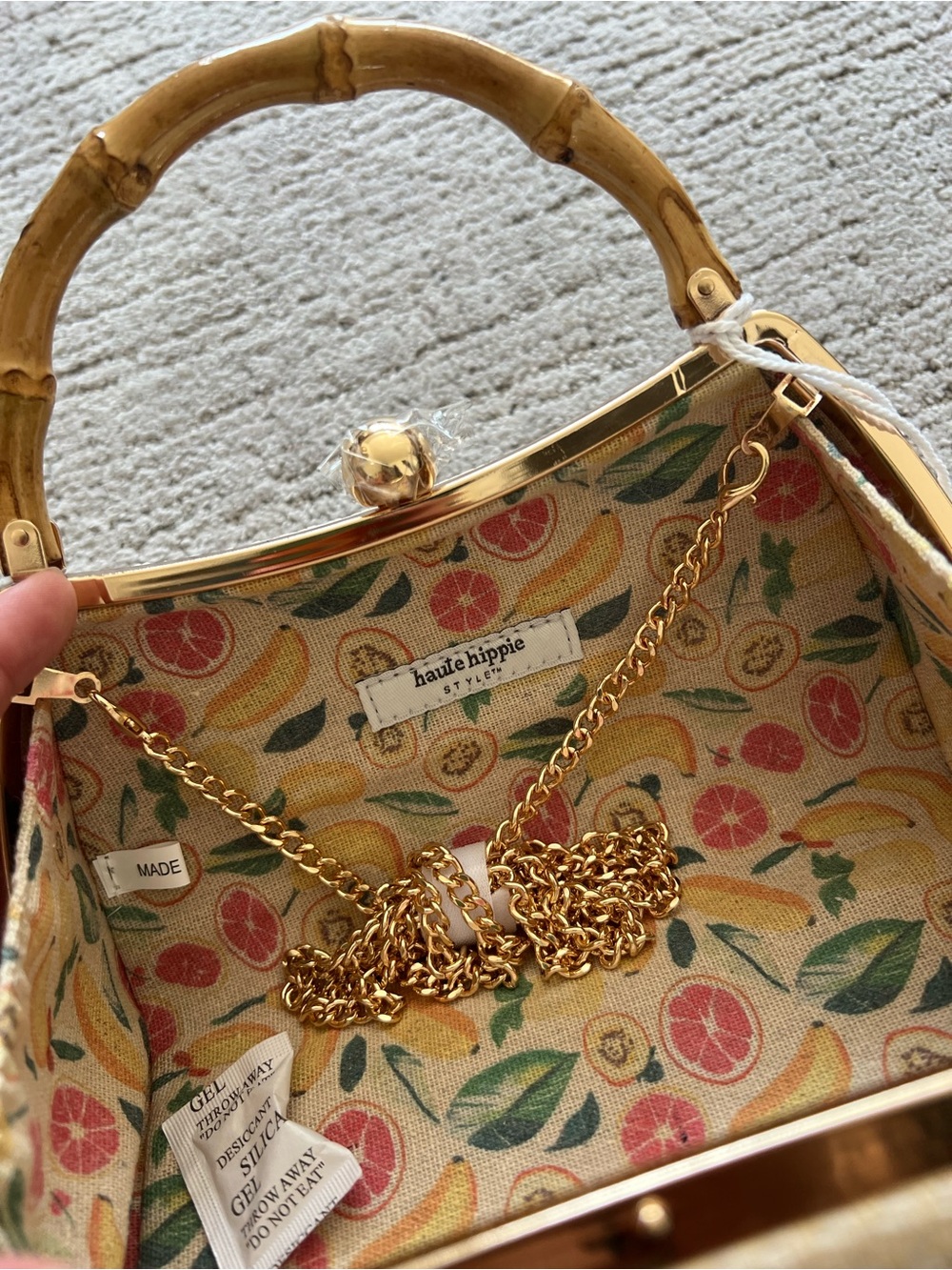 Haute Hippie Straw Top-Handle Bag with Yellow Fruit Appliqués - Picture 15 of 15